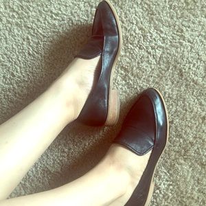 Black leather loafers